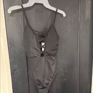 Black Strappy One-Piece Swimsuit